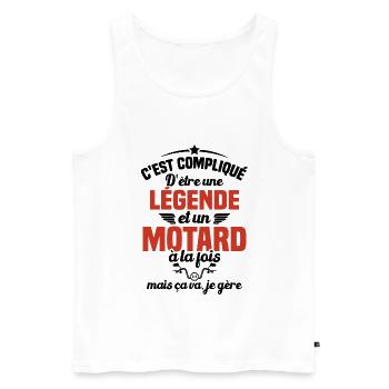 Legende et Motard, Humour Cadeau Motard - Débardeur bio Premium Homme - blanc - Devant - Michal (187cm)