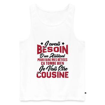 Je vais être cousine, Cadeau pour future cousine - Débardeur bio Premium Homme - blanc - Devant - Michal (187cm)