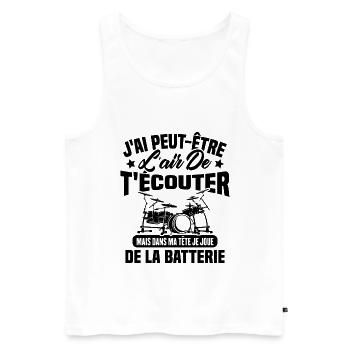 Dans Ma Tête Je Joue De La Batterie Batteur Cadeau - Débardeur bio Premium Homme - blanc - Devant - Michal (187cm)