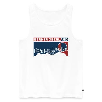 Eiger, Mönch, Jungfrau, Berg, Oberland bernois, randonnée pédestre - Débardeur bio Premium Homme - blanc - Devant - AI Model Male 178 light (178cm)