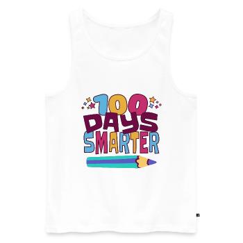 100 days smarter - Men's Premium Organic Tank Top - white - Front - AI Model Male 178 light (178cm)