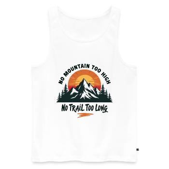 Aucune montagne n’est trop haute, aucune montagne n’est trop longue - Aventure - Débardeur bio Premium Homme - blanc - Devant - Michal (187cm)