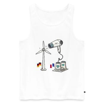 Wind Power vs Nuclear Power Funny Satire - Men's Premium Organic Tank Top - white - Front - AI Model Male 178 light (178cm)