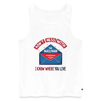 Lustiger Spruch für Postboten - Männer Premium Bio Tank Top - Weiß - Vorne - Michal (187cm)