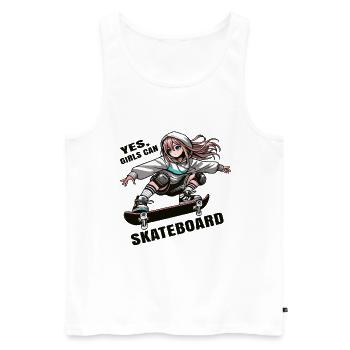 , les filles peuvent patiner - Skating Girls - Débardeur bio Premium Homme - blanc - Devant - AI Model Male 178 light (178cm)