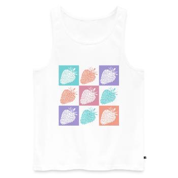 Erdbeeren Bunte Sommerfarben - Männer Premium Bio Tank Top - Weiß - Vorne - AI Model Male 178 light (178cm)