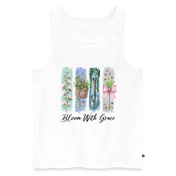 Blühe mit Anmut Gartenblumen Kunst - Männer Premium Bio Tank Top - Weiß - Vorne - AI Model Male 178 light (178cm)