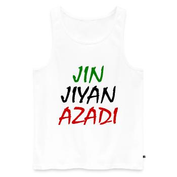 jin jiyan azadi iran - Débardeur bio Premium Homme - blanc - Devant - AI Model Male 178 light (178cm)