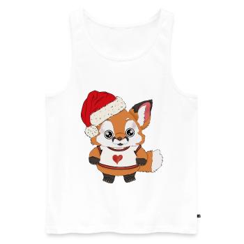 Bébé renard avec chapeau de Père Noël - Débardeur bio Premium Homme - blanc - Devant - AI Model Male 178 light (178cm)