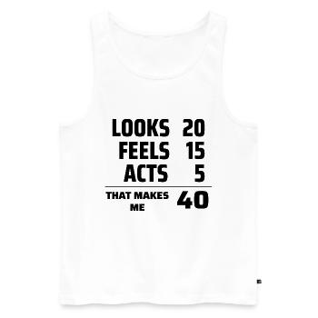 Cadeau drôle d’humour de 40e anniversaire - Débardeur bio Premium Homme - blanc - Devant - Michal (187cm)
