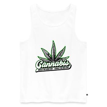 Les couleurs peuvent être modifiées | Cannanis Inhale Exhale - Débardeur bio Premium Homme - blanc - Devant - AI Model Male 178 light (178cm)