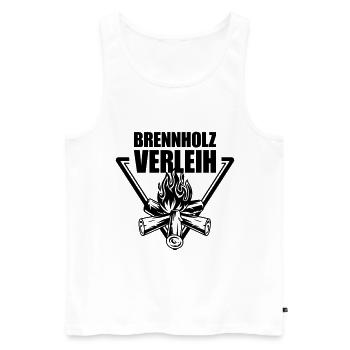 Brennholz Verleih | Farbe änderbar - Männer Premium Bio Tank Top - Weiß - Vorne - AI Model Male 178 light (178cm)