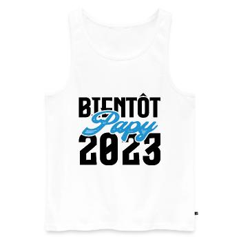 Cadeau Annonce grossesse bientôt Papy 2023. - Débardeur bio Premium Homme - blanc - Devant - Michal (187cm)