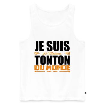 Je Suis Le Meilleur Tonton Du Monde, Idée Cadeau. - Débardeur bio Premium Homme - blanc - Devant - AI Model Male 178 light (178cm)