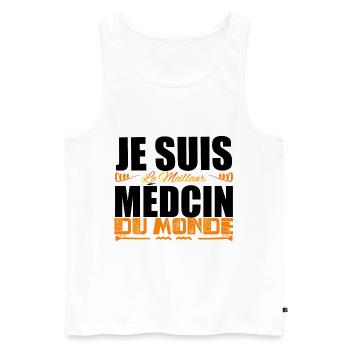 Je Suis Le Meilleur Médecin Du Monde, Idée Cadeau. - Débardeur bio Premium Homme - blanc - Devant - Michal (187cm)