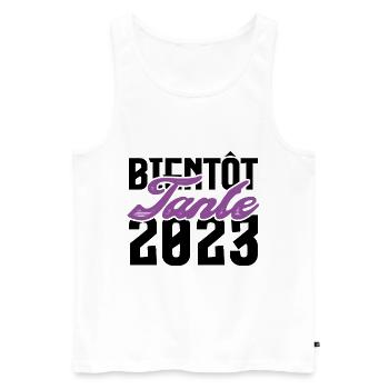 Cadeau Annonce grossesse bientôt Tante 2023. tata. - Débardeur bio Premium Homme - blanc - Devant - Michal (187cm)
