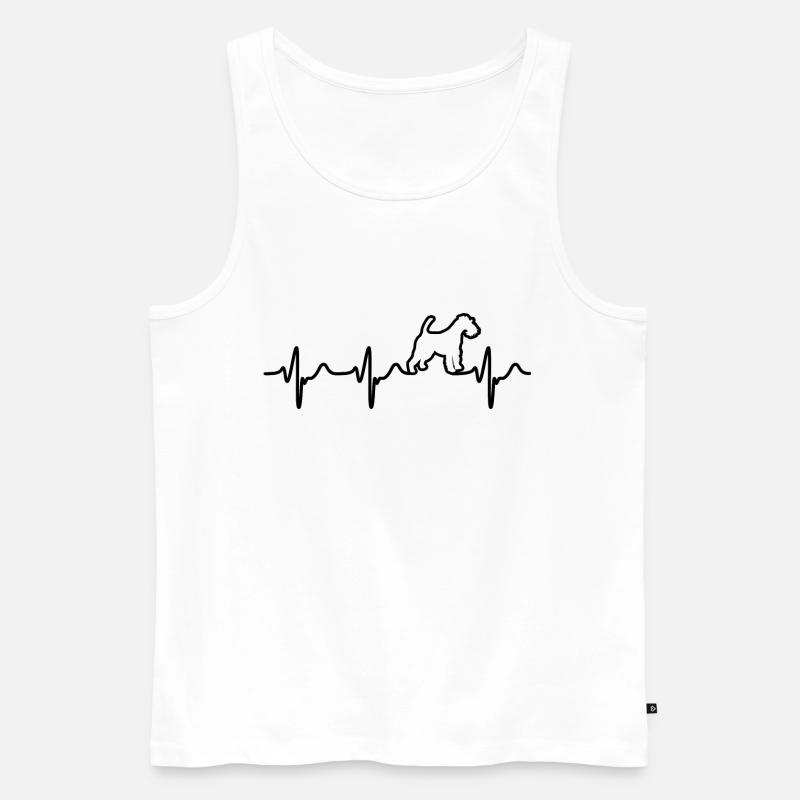 Drahthaar Foxterrier Herzschlag Herzfrequenz EKG - Männer Premium Bio Tank Top - Weiß