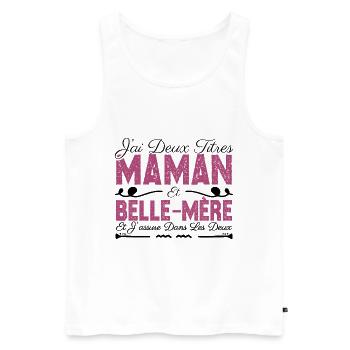 J'ai deux titres maman et Belle-mère. Cadeau Maman - Débardeur bio Premium Homme - blanc - Devant - Michal (187cm)