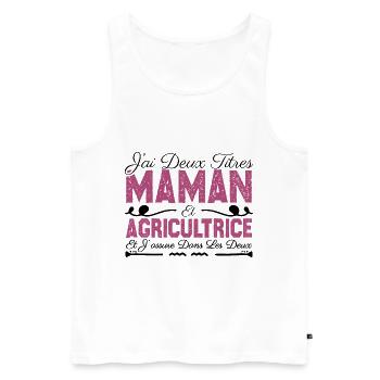 J'ai deux titres maman et Agricultrice.CadeauMaman - Débardeur bio Premium Homme - blanc - Devant - Michal (187cm)