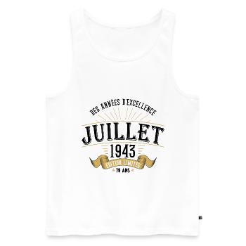 79 Ans Anniversaire Vintage Né(e) en Juillet 1943 - Débardeur bio Premium Homme - blanc - Devant - Michal (187cm)
