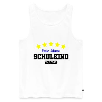 Farben änderbar | Erste Klasse Schulkind 2023 - Männer Premium Bio Tank Top - Weiß - Vorne - Michal (187cm)
