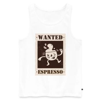 Wanted Espresso - Men's Premium Organic Tank Top - white - Front - AI Model Male 178 light (178cm)