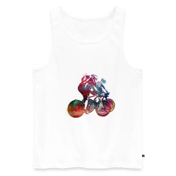 Cyclisme Vélo Sport Art #cycling #sport - Débardeur bio Premium Homme - blanc - Devant - Michal (187cm)