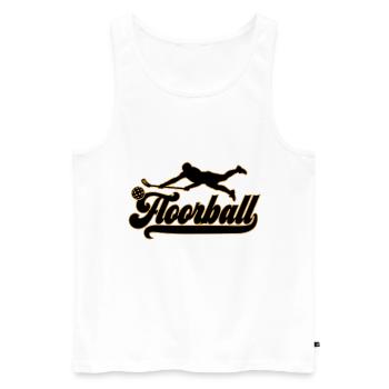 Les couleurs peuvent être modifiées | Joueur de Floorball Floorball - Débardeur bio Premium Homme - blanc - Devant - Michal (187cm)