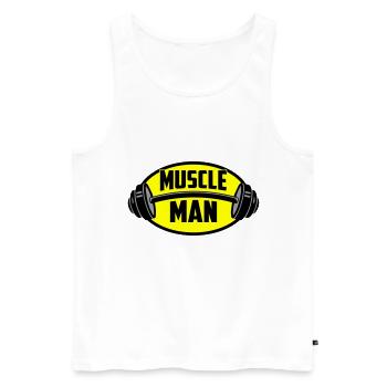 Farben änderbar | Muscle Man Logo - Männer Premium Bio Tank Top - Weiß - Vorne - Michal (187cm)