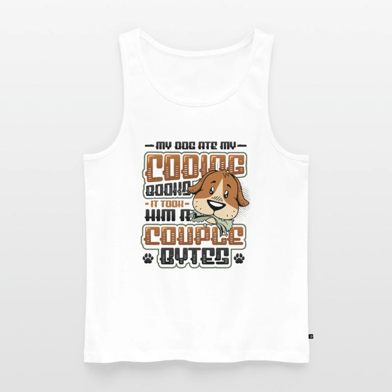 Dog Bytes Code Computer Joke Programming Men's Premium Organic Tank Top
