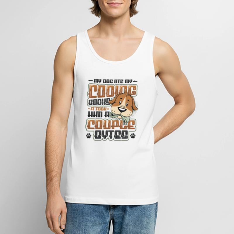 Dog Bytes Code Programmation de blagues informatiques Débardeur bio Premium Homme