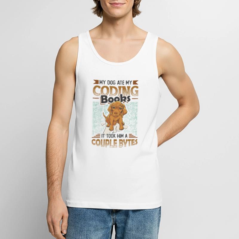 Dog Bytes Code Computer Joke Programmation Débardeur bio Premium Homme