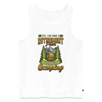 Retirement plan camping, retirement camper. - Men's Premium Organic Tank Top - white - Front - AI Model Male 178 light (178cm)