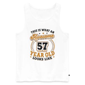 This is what a great 57-year-old looks like. - Men's Premium Organic Tank Top - white - Front - AI Model Male 178 light (178cm)