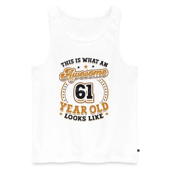 This is what a great 61-year-old looks like. - Men's Premium Organic Tank Top - white - Front - AI Model Male 178 light (178cm)