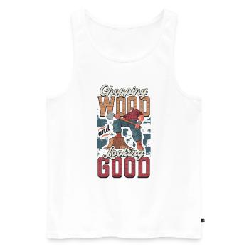 Chopping wood and looking good Woodworker - Men's Premium Organic Tank Top - white - Front - AI Model Male 178 light (178cm)