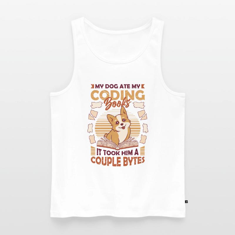 Dog Bytes Code Computer Joke Programming Men's Premium Organic Tank Top