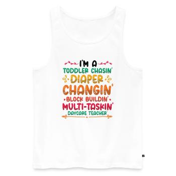 Kleinkind Jagt Windel Wechselnde Tagesmutter - Männer Premium Bio Tank Top - Weiß - Vorne - Michal (187cm)