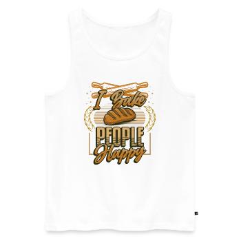 Je fais cuire des gens heureux amateurs de pâtisserie - Débardeur bio Premium Homme - blanc - Devant - Michal (187cm)