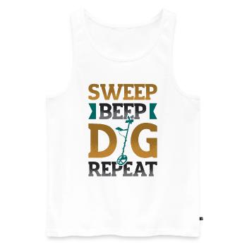Sweep Beep Dig Répéter Chasse au trésor Metal - Débardeur bio Premium Homme - blanc - Devant - AI Model Male 178 light (178cm)