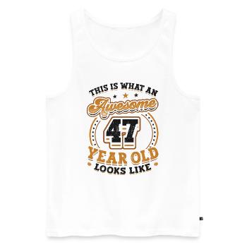 This is what a great 47-year-old looks like. - Men's Premium Organic Tank Top - white - Front - AI Model Male 178 light (178cm)
