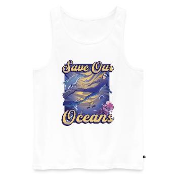 Sauvons nos océans, plongée sous-marine - Débardeur bio Premium Homme - blanc - Devant - Michal (187cm)
