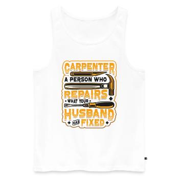 Funny Woodworking Carpenter - Men's Premium Organic Tank Top - white - Front - Michal (187cm)