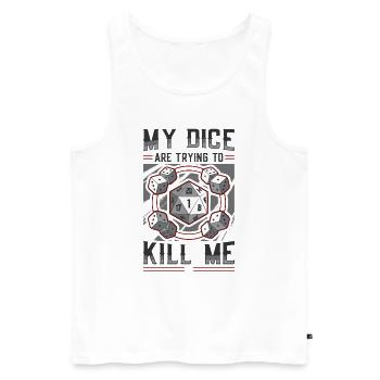 Mes dés essaient de me tuer - Débardeur bio Premium Homme - blanc - Devant - Michal (187cm)