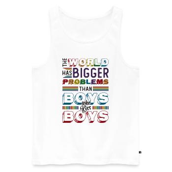Größere Probleme Als Jungs, Die Jungs Küssen - Männer Premium Bio Tank Top - Weiß - Vorne - Michal (187cm)