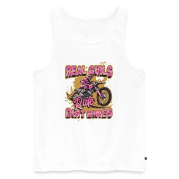 Les vraies filles conduisent des motos hors route, motocross féminin - Débardeur bio Premium Homme - blanc - Devant - Michal (187cm)