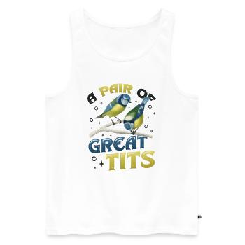 Ein Paar Kohlmeisen, Lustiger Vogelbeobachter - Männer Premium Bio Tank Top - Weiß - Vorne - Michal (187cm)