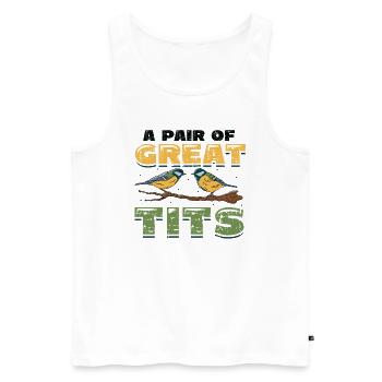 Ein Paar Kohlmeisen, Lustiger Vogelbeobachter - Männer Premium Bio Tank Top - Weiß - Vorne - Michal (187cm)