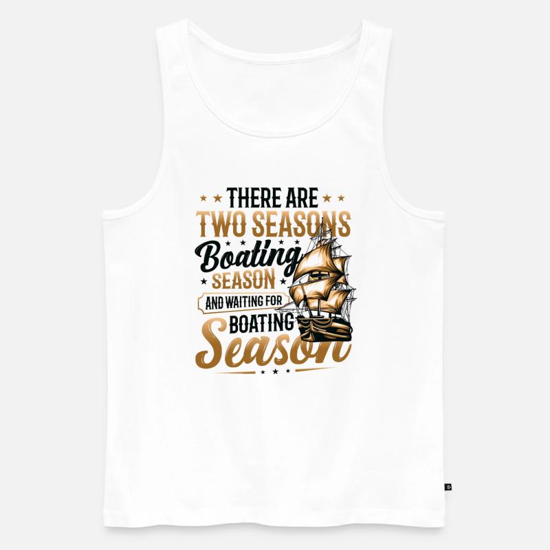 Warten Auf Die Bootssaison, Bootsführer - Männer Premium Bio Tank Top - Weiß