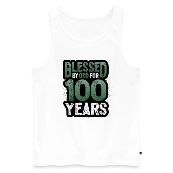 Religious by God for 100 years - Men's Premium Organic Tank Top - white - Front - Michal (187cm)